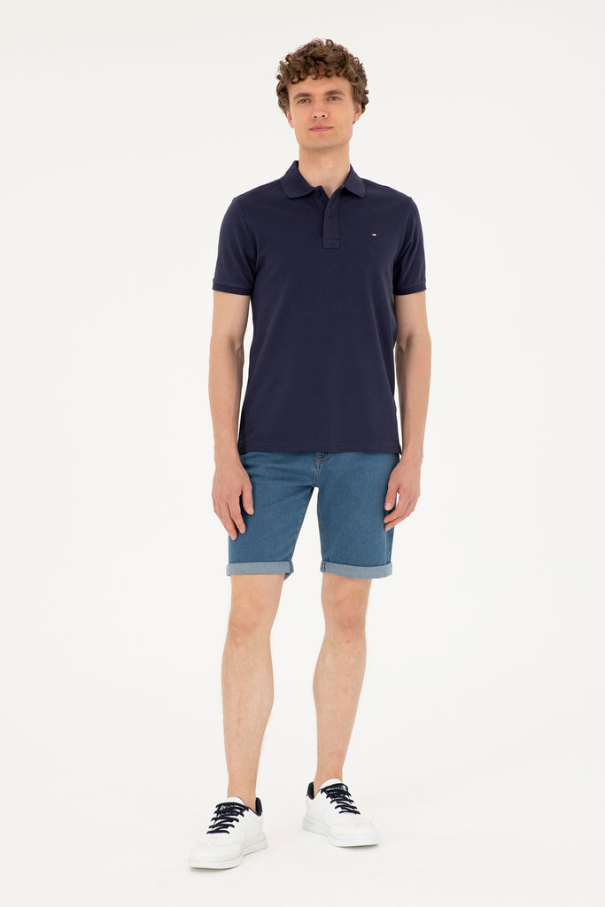 Muška-Teget-Plava-Polo-Majica-Kratkih-Rukava-1794860VR033-3