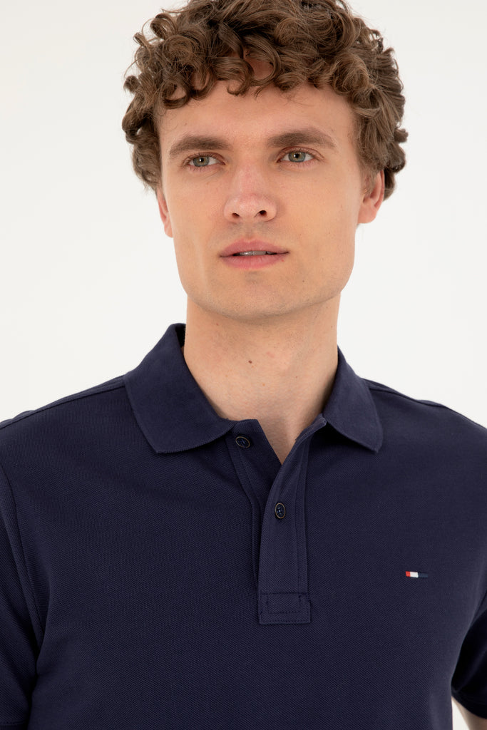 Muška-Teget-Plava-Polo-Majica-Kratkih-Rukava-1794860VR033-5